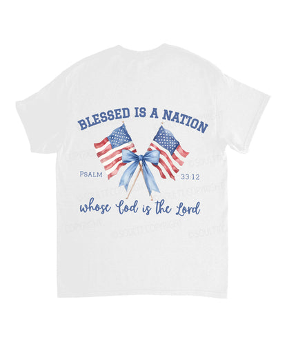 Blessed Is A Nation Whose god Is The Lord Double Sided Unisex Cotton Christian T-Shirt