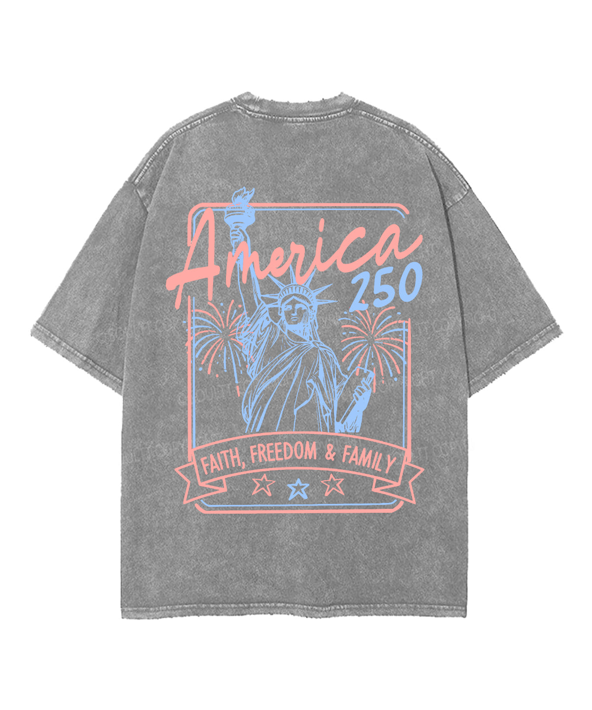 Faith, Freedom & Family Double Sided Unisex Washed Christian T-shirt