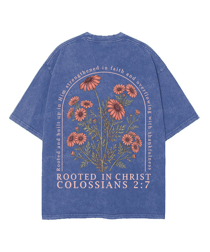 Rooted In Christ Double Sided Unisex Washed Christian T-shirt