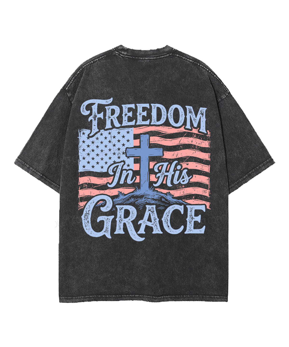 Freedom In His Grace Double Sided Unisex Washed Christian T-shirt