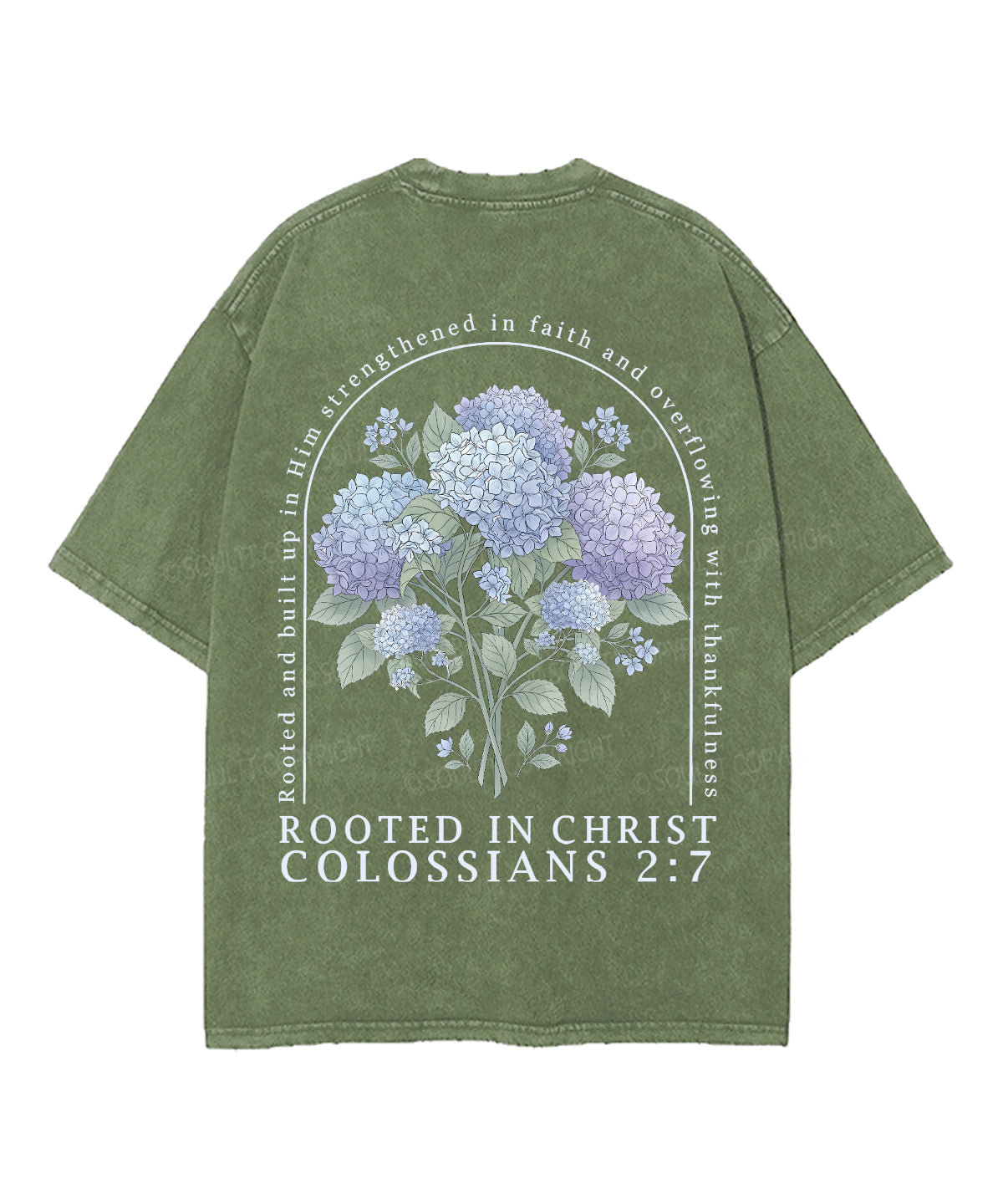 Rooted In Christ Double Sided Unisex Washed Christian T-shirt