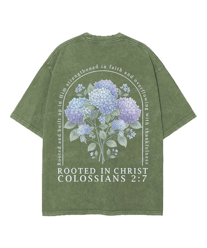 Rooted In Christ Double Sided Unisex Washed Christian T-shirt