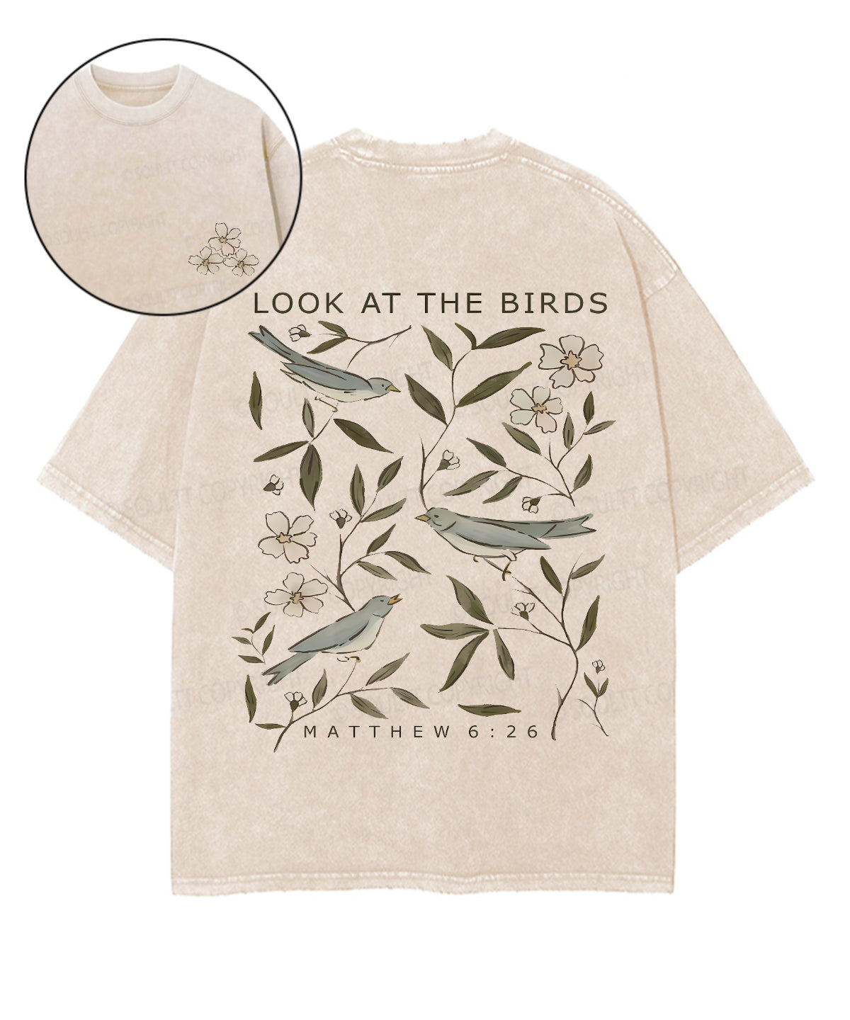 Look At The Birds Double Sided Unisex Washed Christian T-shirt