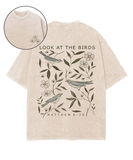 Look At The Birds Double Sided Unisex Washed Christian T-shirt