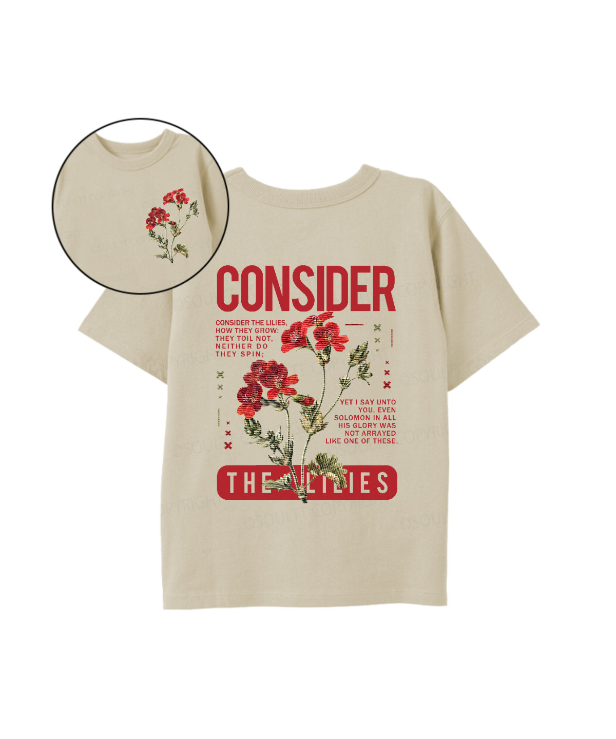 Kids Consider The Lilies Double Sided Cotton Christian T-shirt