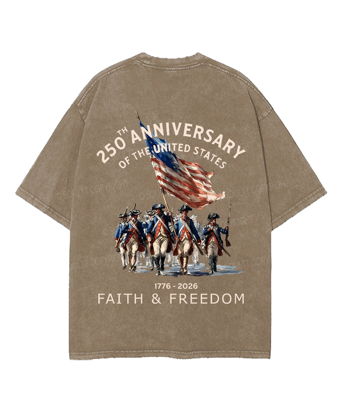 250 Years America Anniversary Double Sided Unisex Washed Christian T-shirt