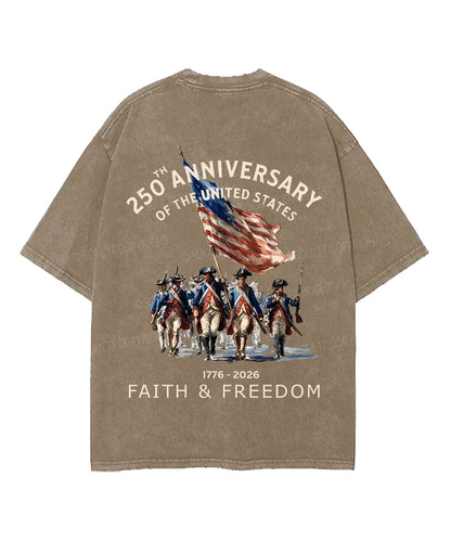 250 Years America Anniversary Double Sided Unisex Washed Christian T-shirt