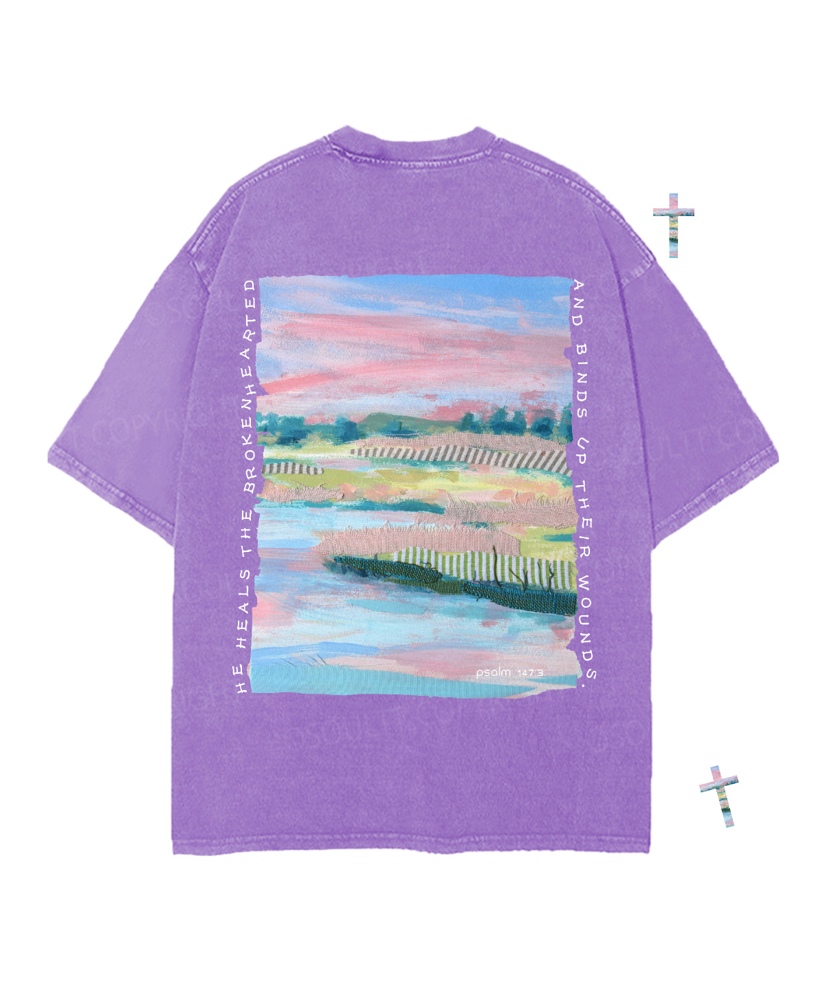 He Heals The Brokenhearted Double Sided Unisex Christian Washed T-Shirt & Shorts