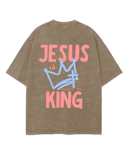 Jesus Is King Double Sided Unisex Washed Christian T-shirt