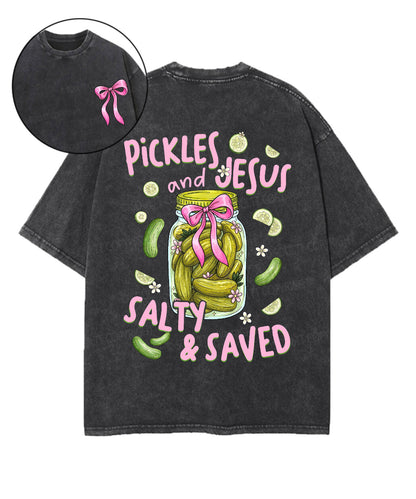 Salty & Saved Double Sided Unisex Washed Christian T-shirt