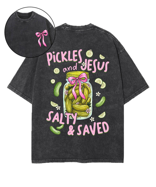 Salty & Saved Double Sided Unisex Washed Christian T-shirt