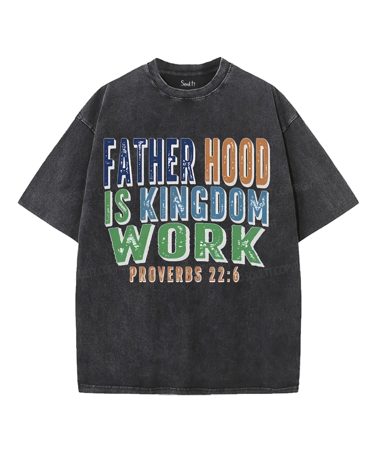 Fatherhood Is Kingdom Work Unisex Washed Christian T-shirt