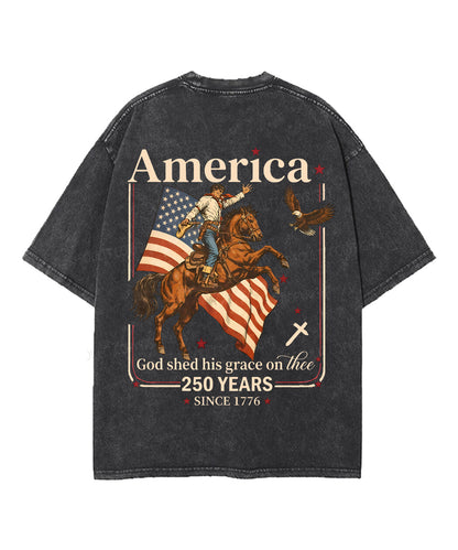 250 Years America Anniversary Double Sided Unisex Washed Christian T-shirt