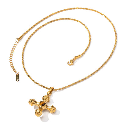 Natural Tiger's Eye Stone Cross Necklace