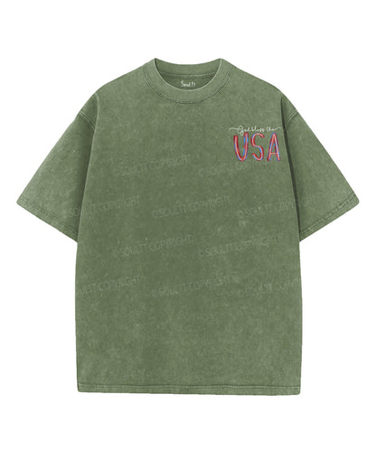 God Bless The USA Double Sided Unisex Washed Christian T-shirt