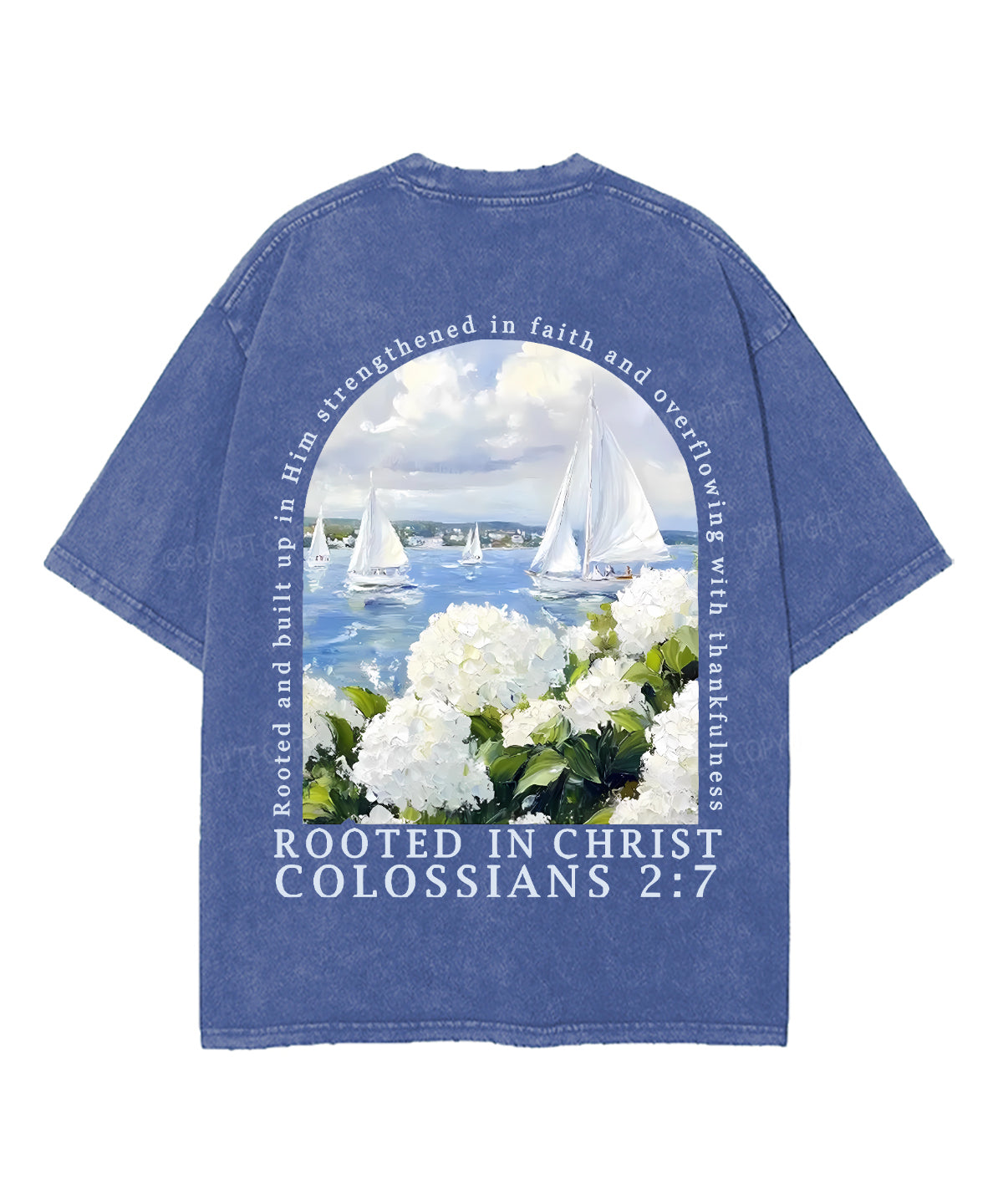 Rooted In Christ Double Sided Unisex Washed Christian T-shirt