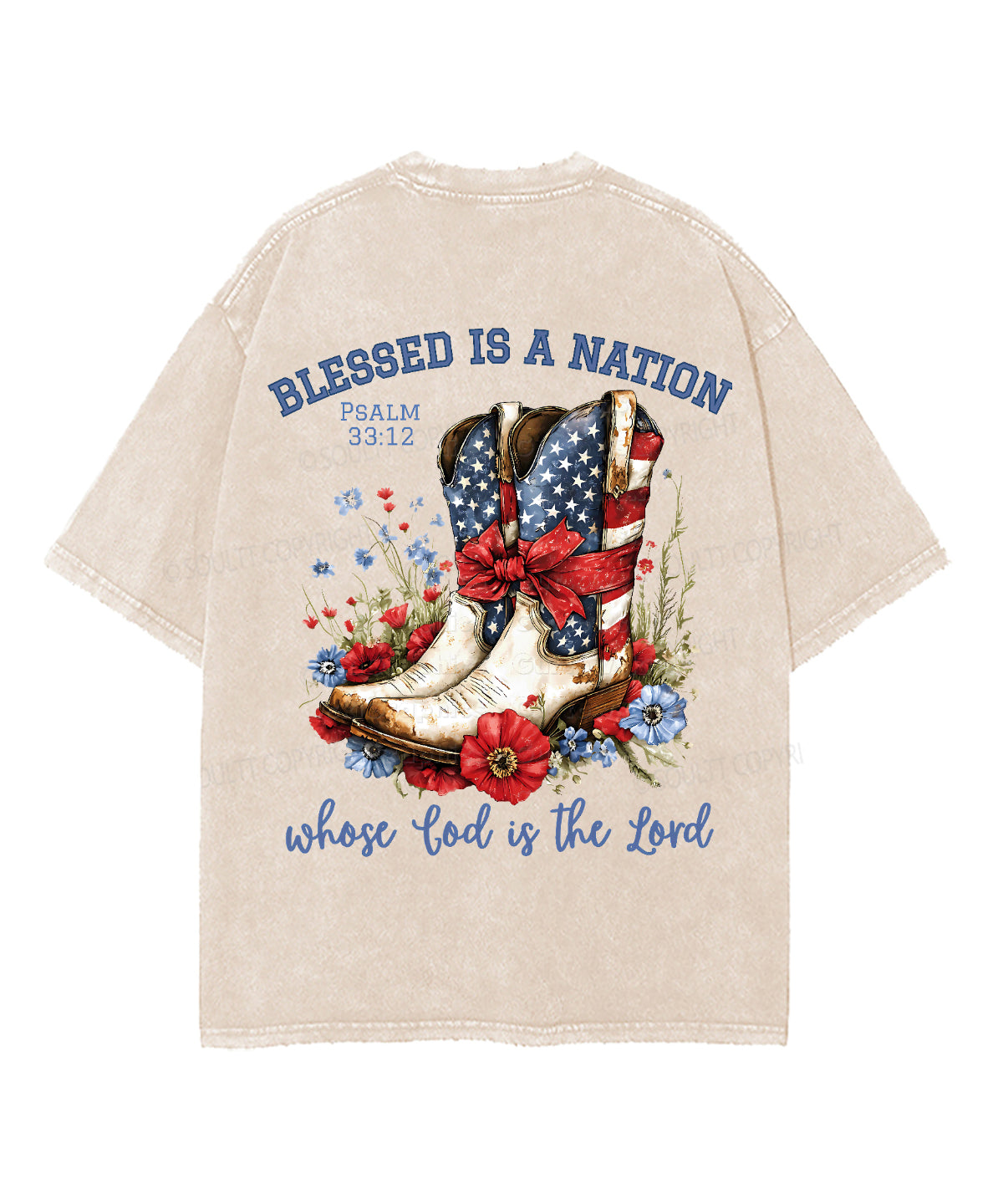 Blessed Is A Nation Whose god Is The Lord Double Sided Unisex Washed Christian T-shirt