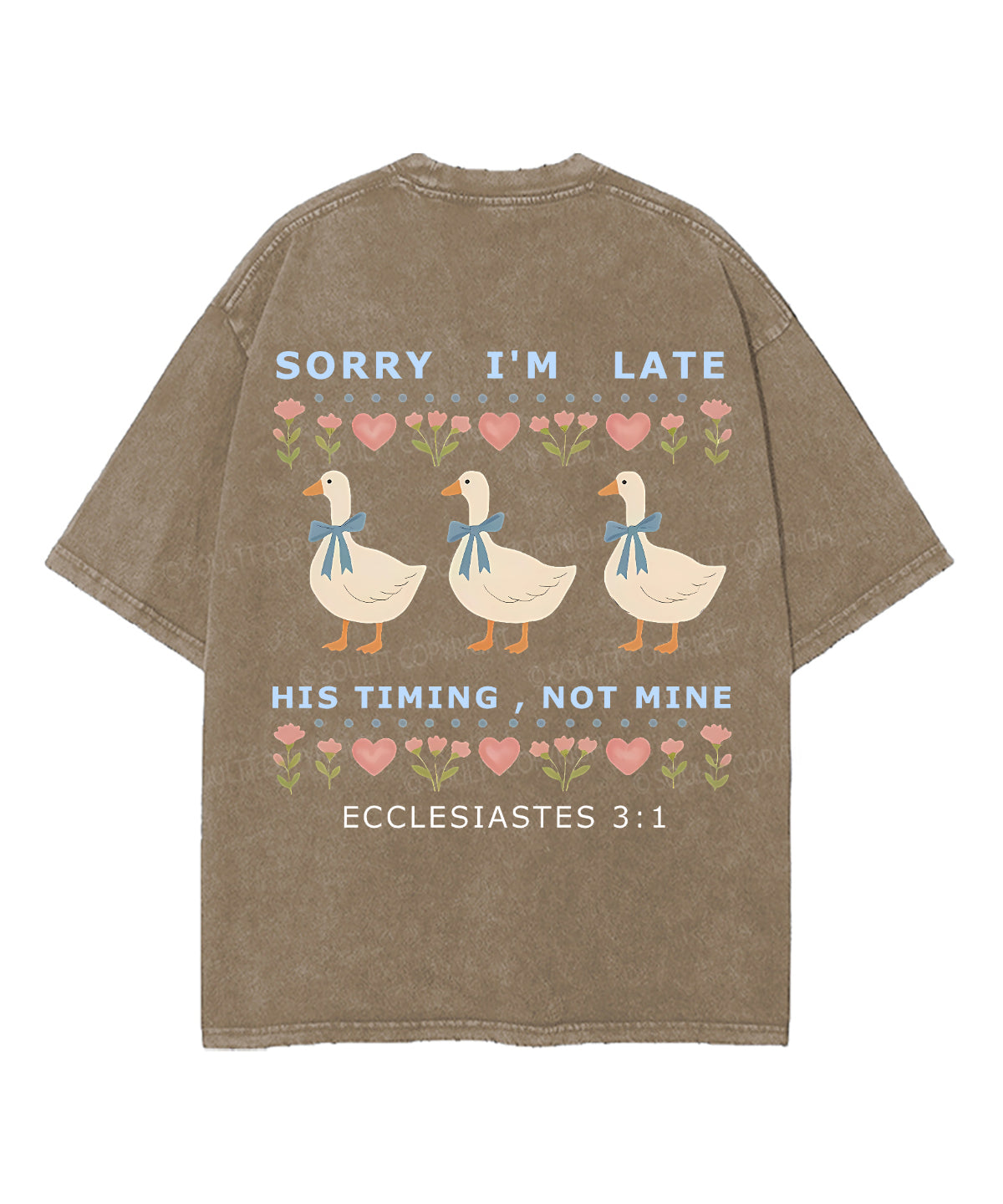 Sorry I’m Late, His Timing Not Mine Double Sided Unisex Washed Christian T-shirt