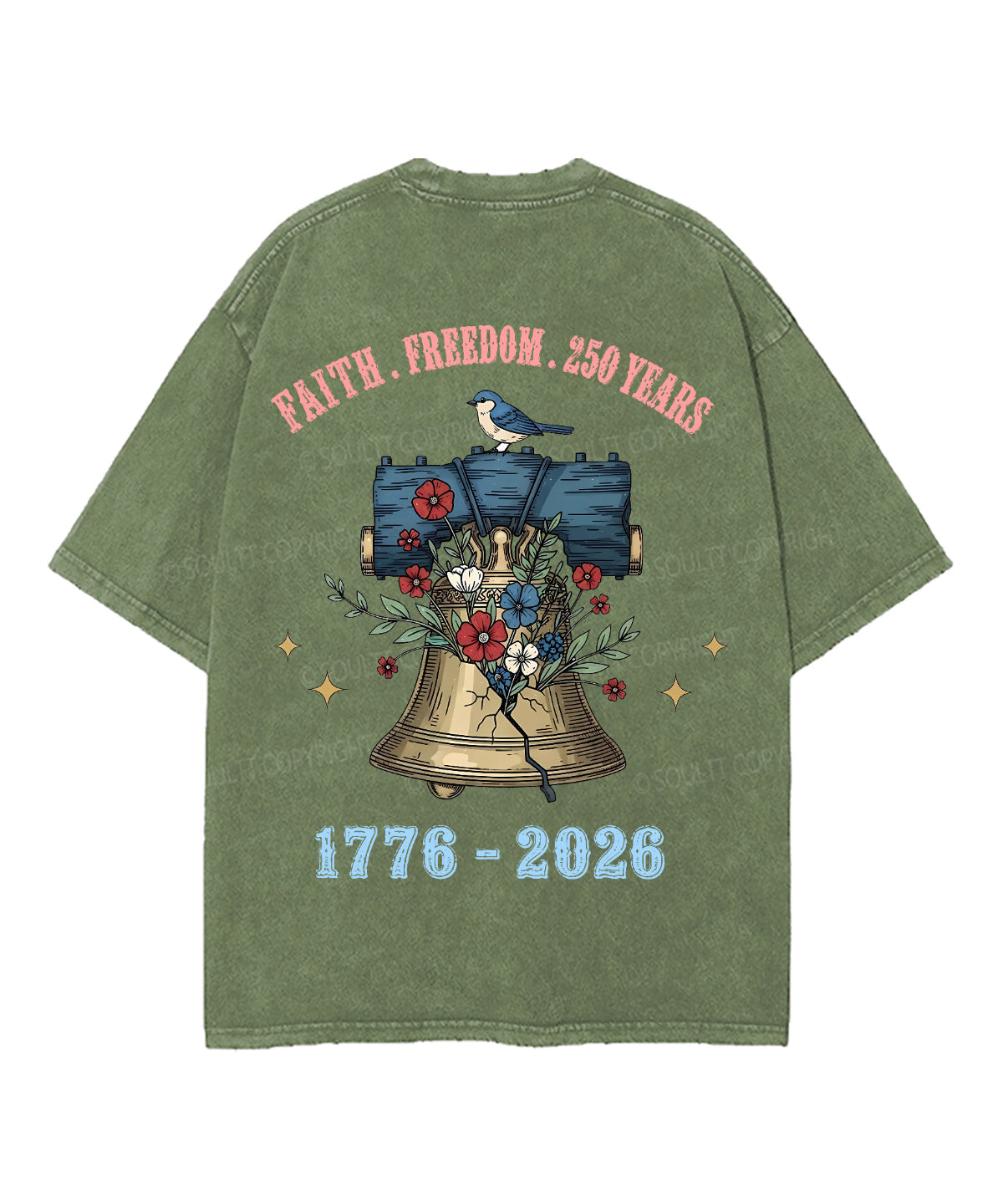 250 Years America Anniversary Double Sided Unisex Washed Christian T-shirt