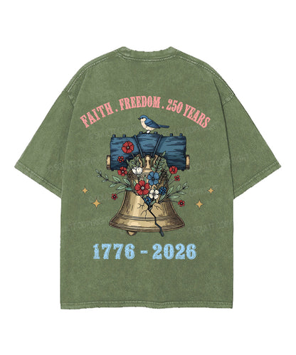 250 Years America Anniversary Double Sided Unisex Washed Christian T-shirt
