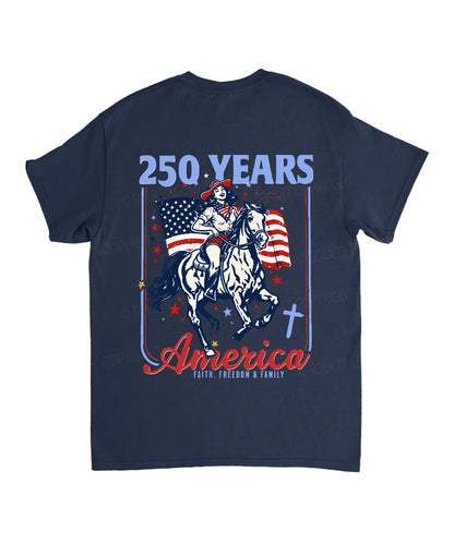 250 Years America Anniversary Double Sided Unisex Cotton Christian T-Shirt