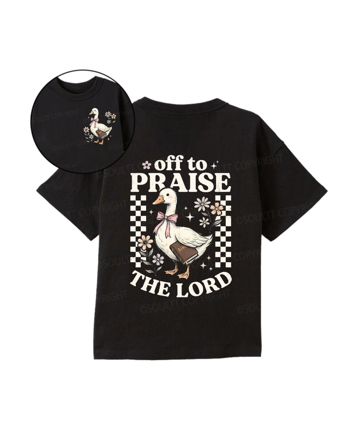 Kids Off To Praise The Lord Double Sided Cotton Christian T-shirt