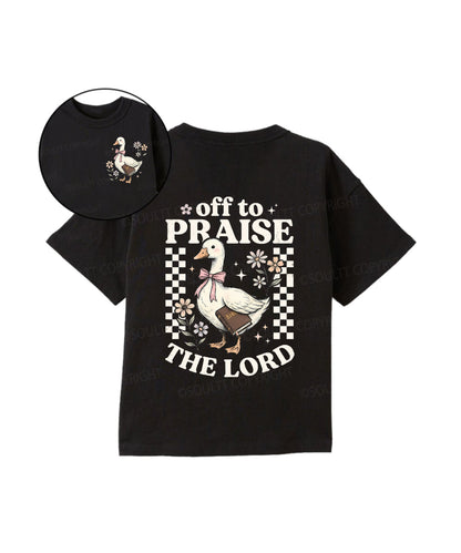 Kids Off To Praise The Lord Double Sided Cotton Christian T-shirt