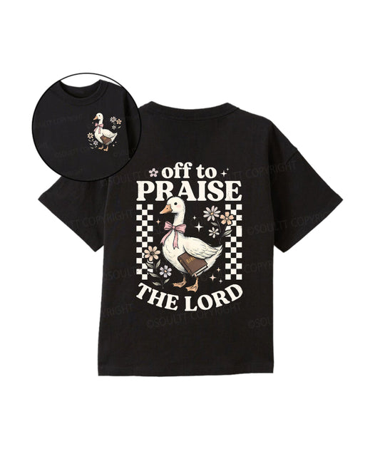 Kids Off To Praise The Lord Double Sided Cotton Christian T-shirt