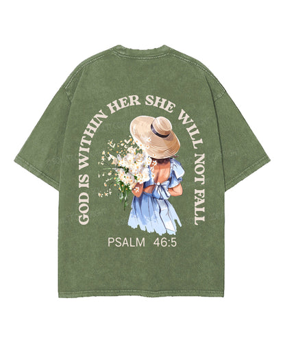 God Is Within Her Double Sided Unisex Washed Christian T-shirt