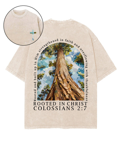 Rooted In Christ Double Sided Unisex Washed Christian T-shirt