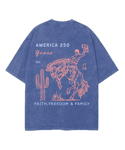 250 Years America Anniversary Double Sided Unisex Washed Christian T-shirt
