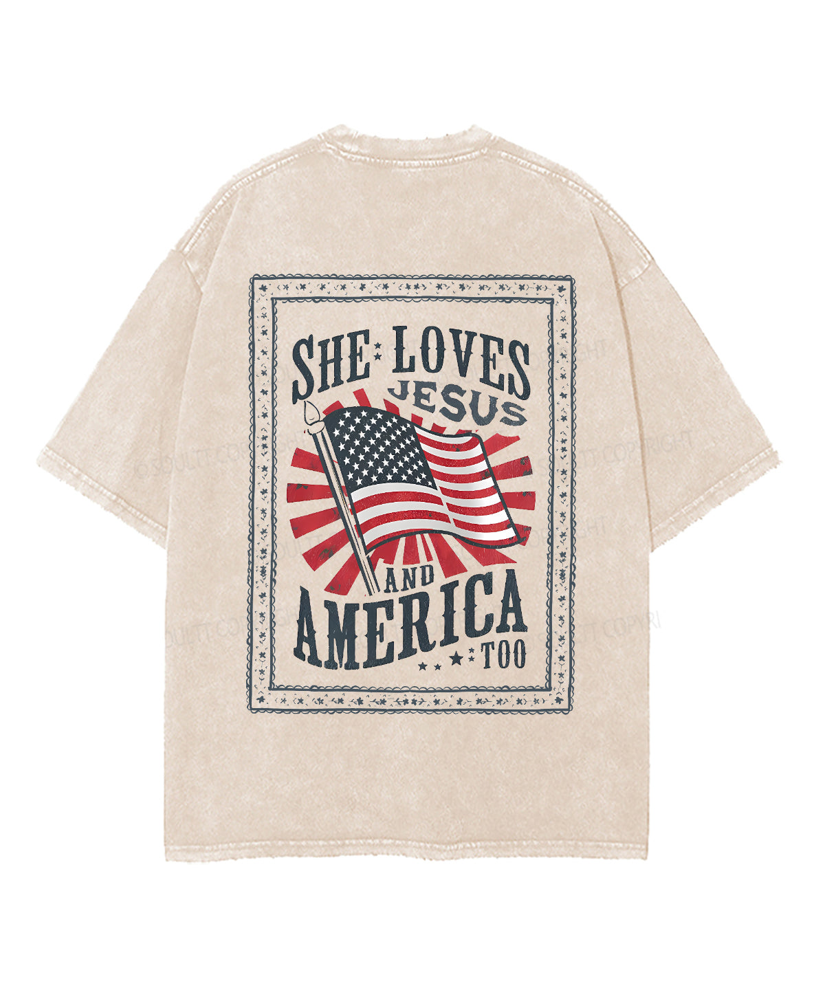 She Loves Jesus And America Too Double Sided Unisex Washed Christian T-shirt