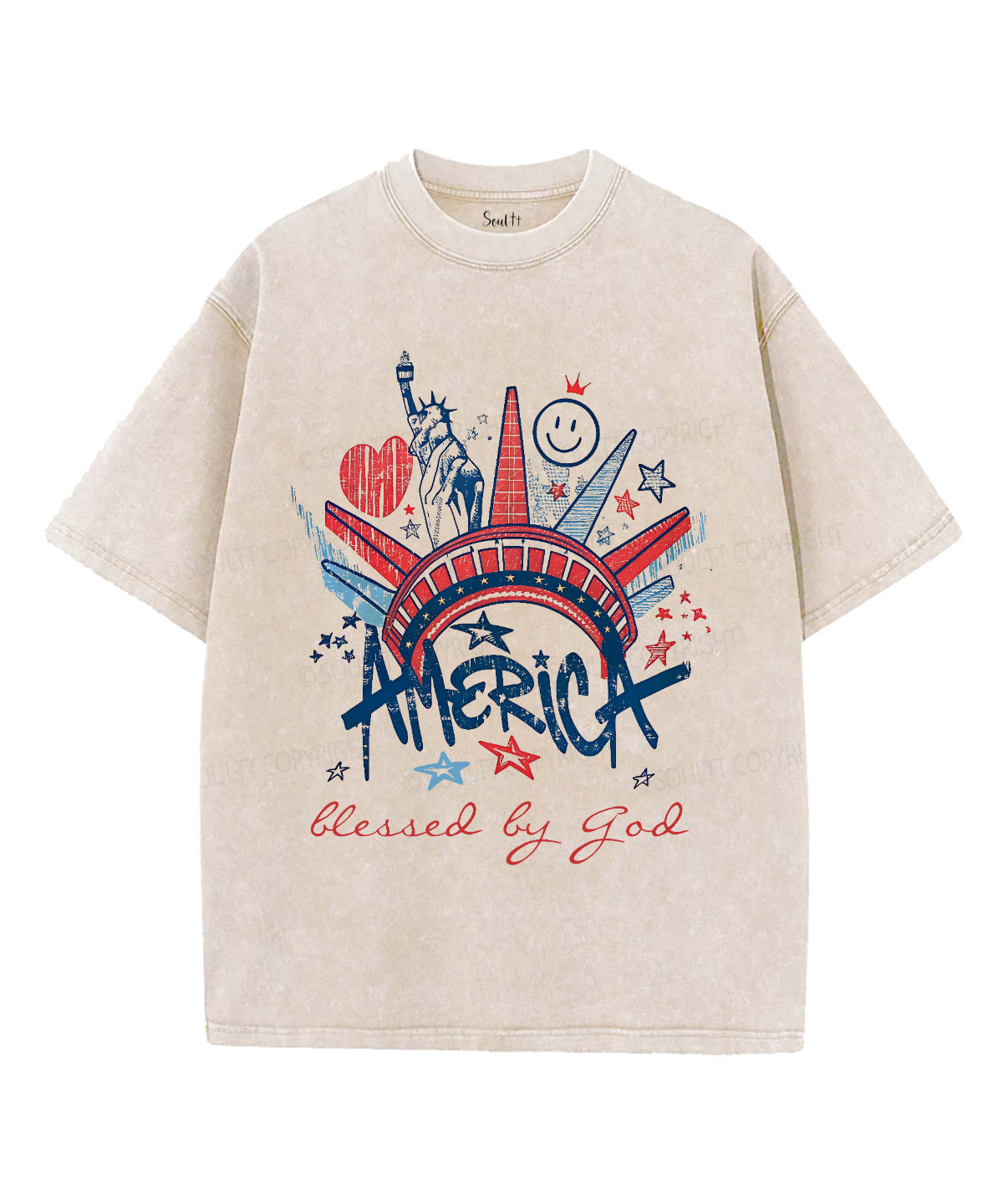 Blessed By God Unisex Washed Christian T-shirt