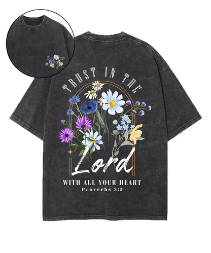 Trust In The Lord Double Sided Unisex Washed Christian T-shirt