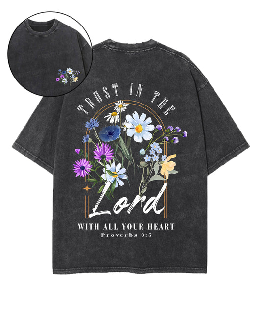 Trust In The Lord Double Sided Unisex Washed Christian T-shirt