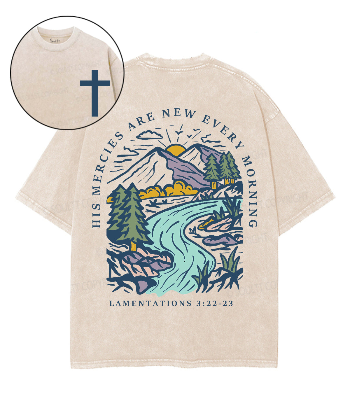 His Mercies Are New Every Morning Double Sided Unisex Washed Christian T-shirt