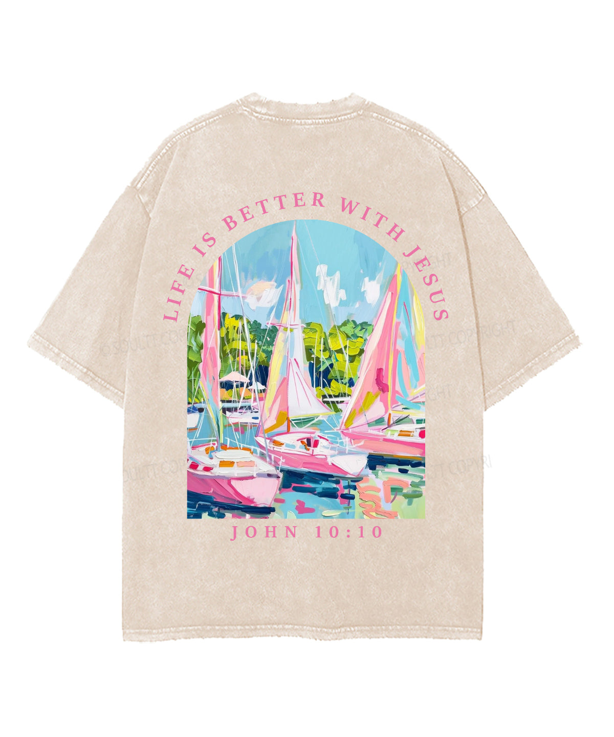 Life Is Better With Jesus Double Sided Unisex Washed Christian T-shirt