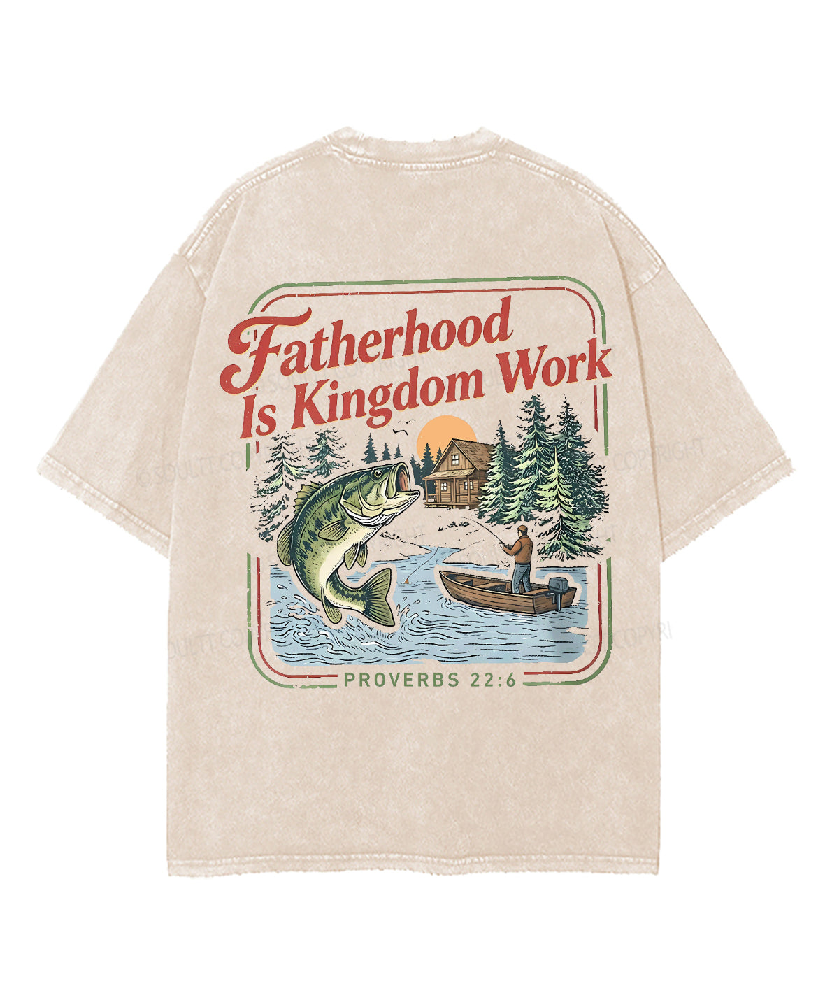 Fatherhood Is Kingdom Work Double Sided Unisex Washed Christian T-shirt