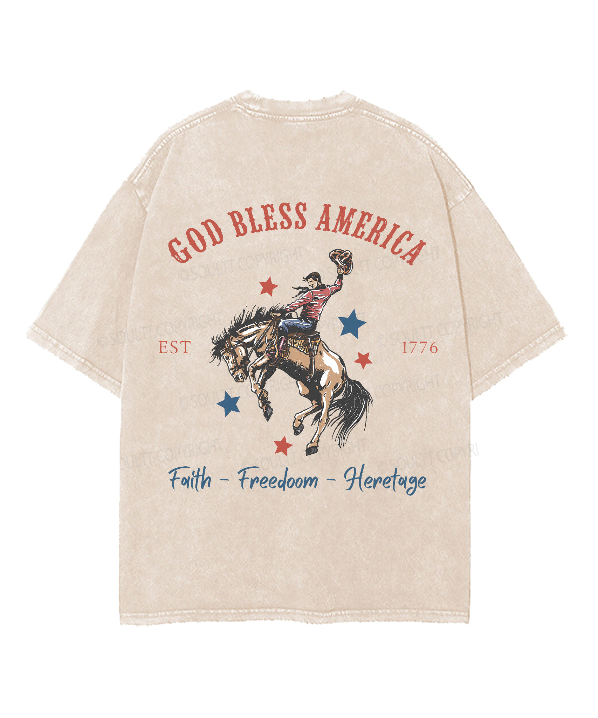 God Bless America Double Sided Unisex Washed Christian T-shirt