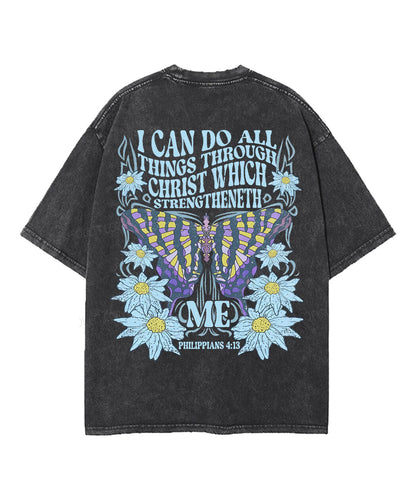 I Can Do All Things Through Christ Double Sided Unisex Washed Christian T-shirt
