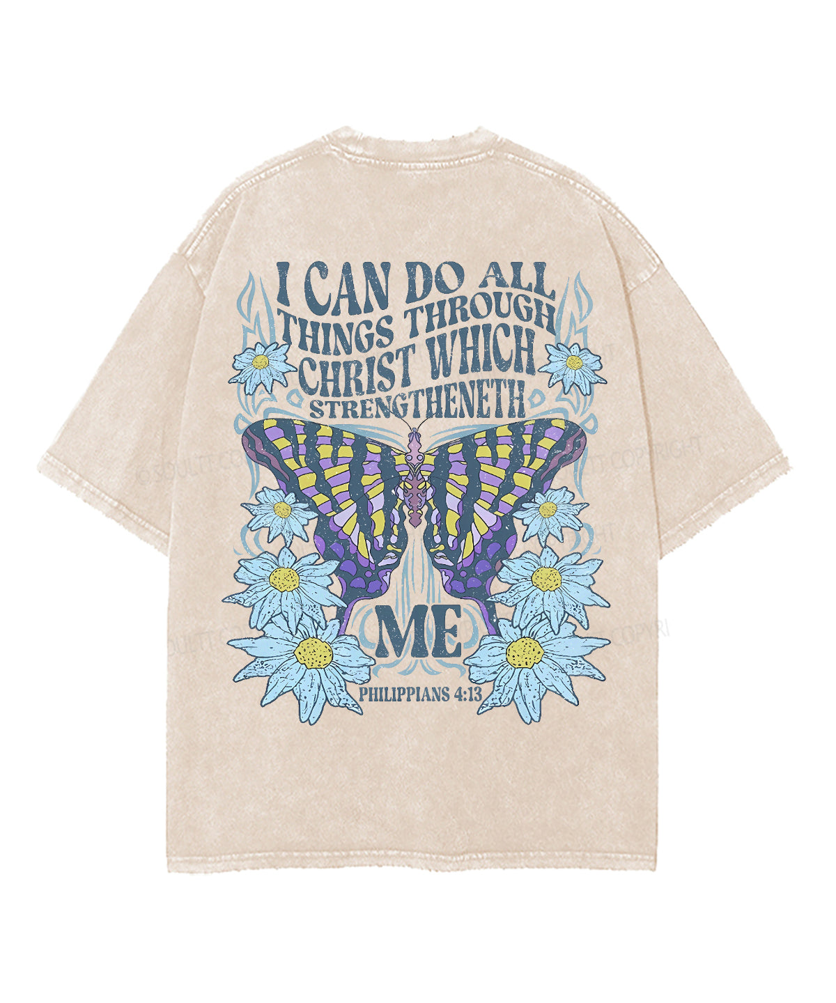 I Can Do All Things Through Christ Double Sided Unisex Washed Christian T-shirt