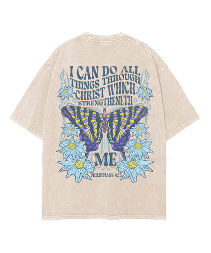 I Can Do All Things Through Christ Double Sided Unisex Washed Christian T-shirt