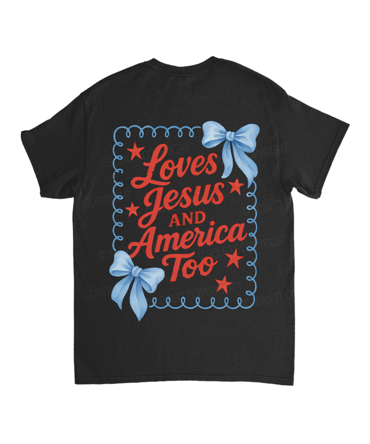 Loves Jesus And America Too Double Sided Unisex Cotton Christian T-Shirt