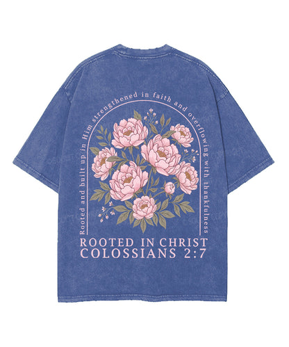 Rooted In Christ Double Sided Unisex Washed Christian T-shirt