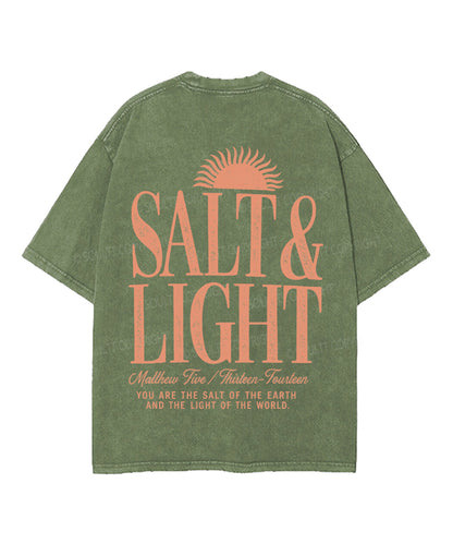 Salt & Light Double Sided Unisex Washed Christian T-shirt