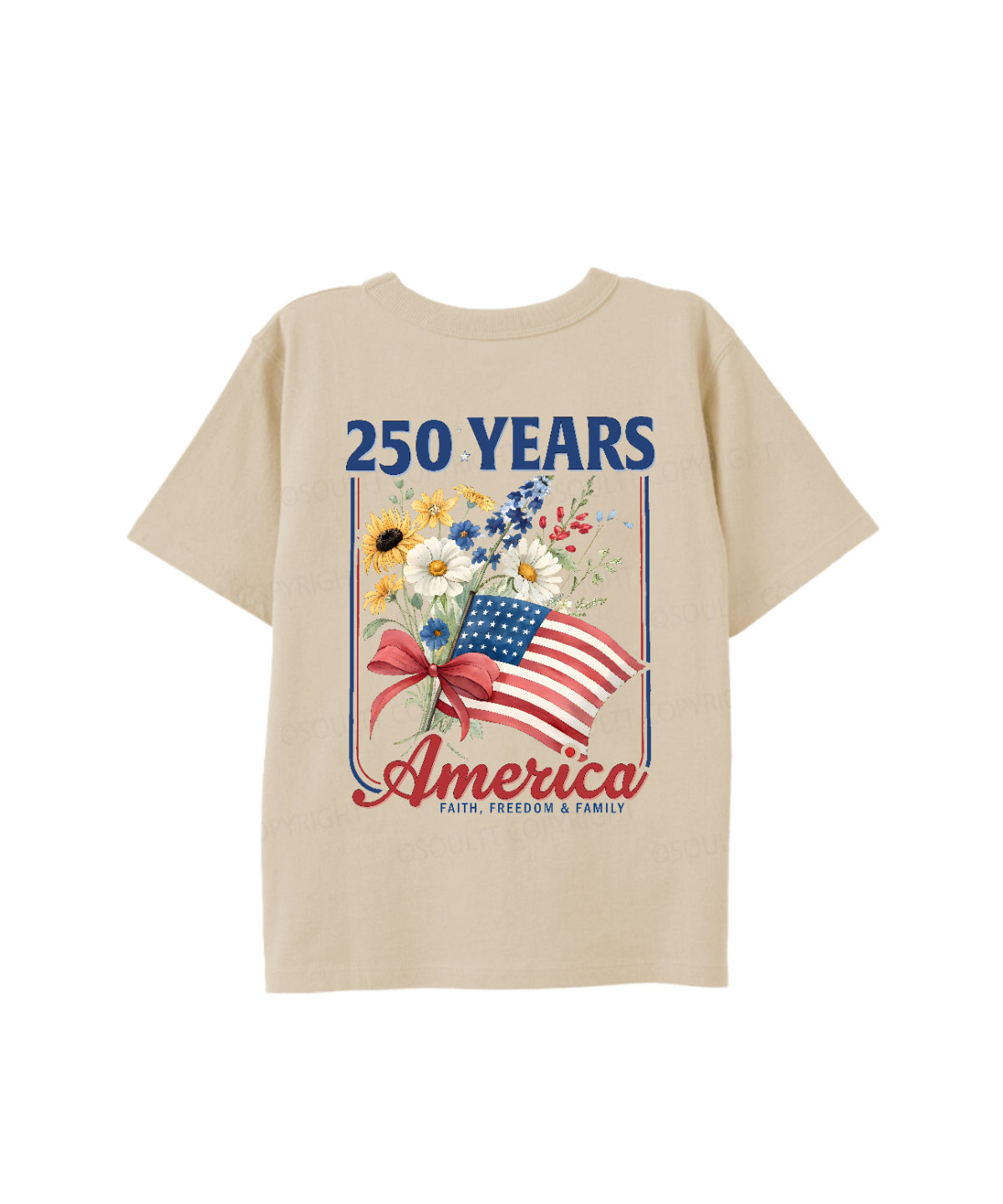 Kids 250 Years America Anniversary Double Sided Cotton Christian T-shirt
