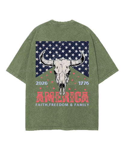 250 Years America Anniversary Double Sided Unisex Washed Christian T-shirt
