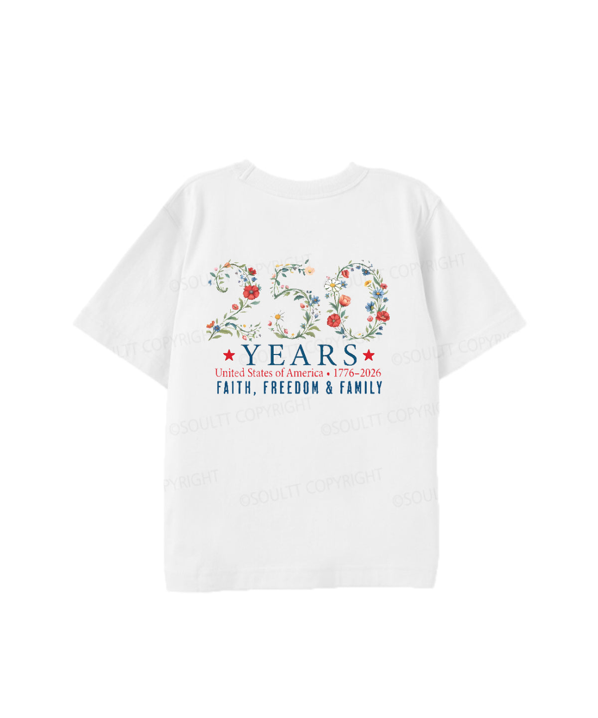 Kids 250 Years America Anniversary Double Sided Cotton Christian T-shirt