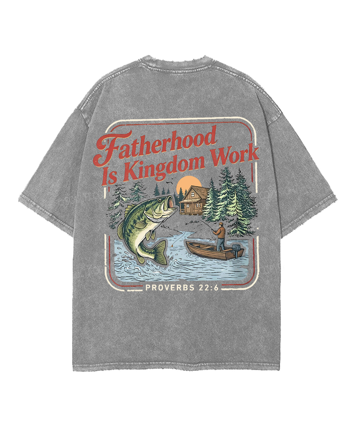 Fatherhood Is Kingdom Work Double Sided Unisex Washed Christian T-shirt