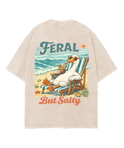 Feral But Salty Double Sided Unisex Washed Christian T-shirt